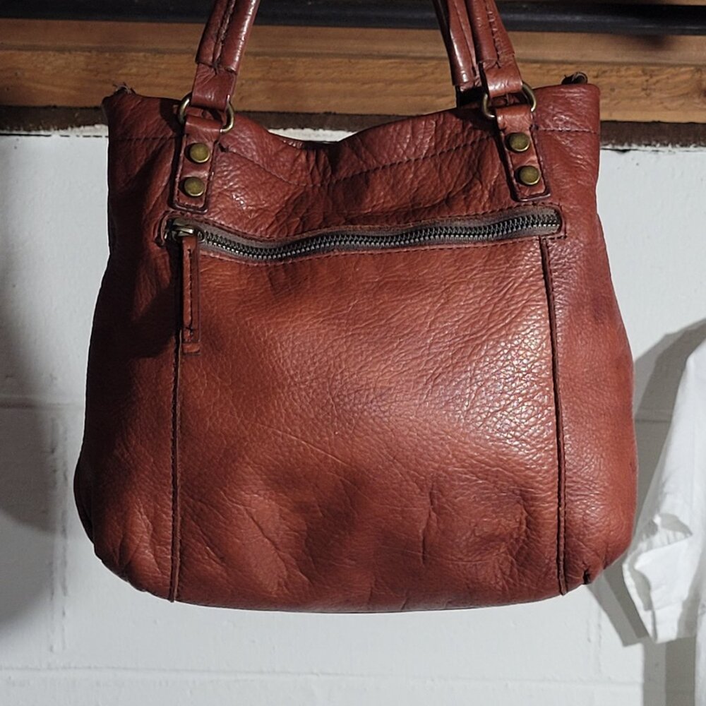 BEAUTIFULLY DISTRESSED VTG AMERICAN LEATHER CO. BROWN CROSSBODY BAG PURSE EUC - Picture 2 of 16